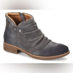 Wanda Panda Gray Leather Ankle Boots Zipper Womens size 8 EU 39 Fall Winter